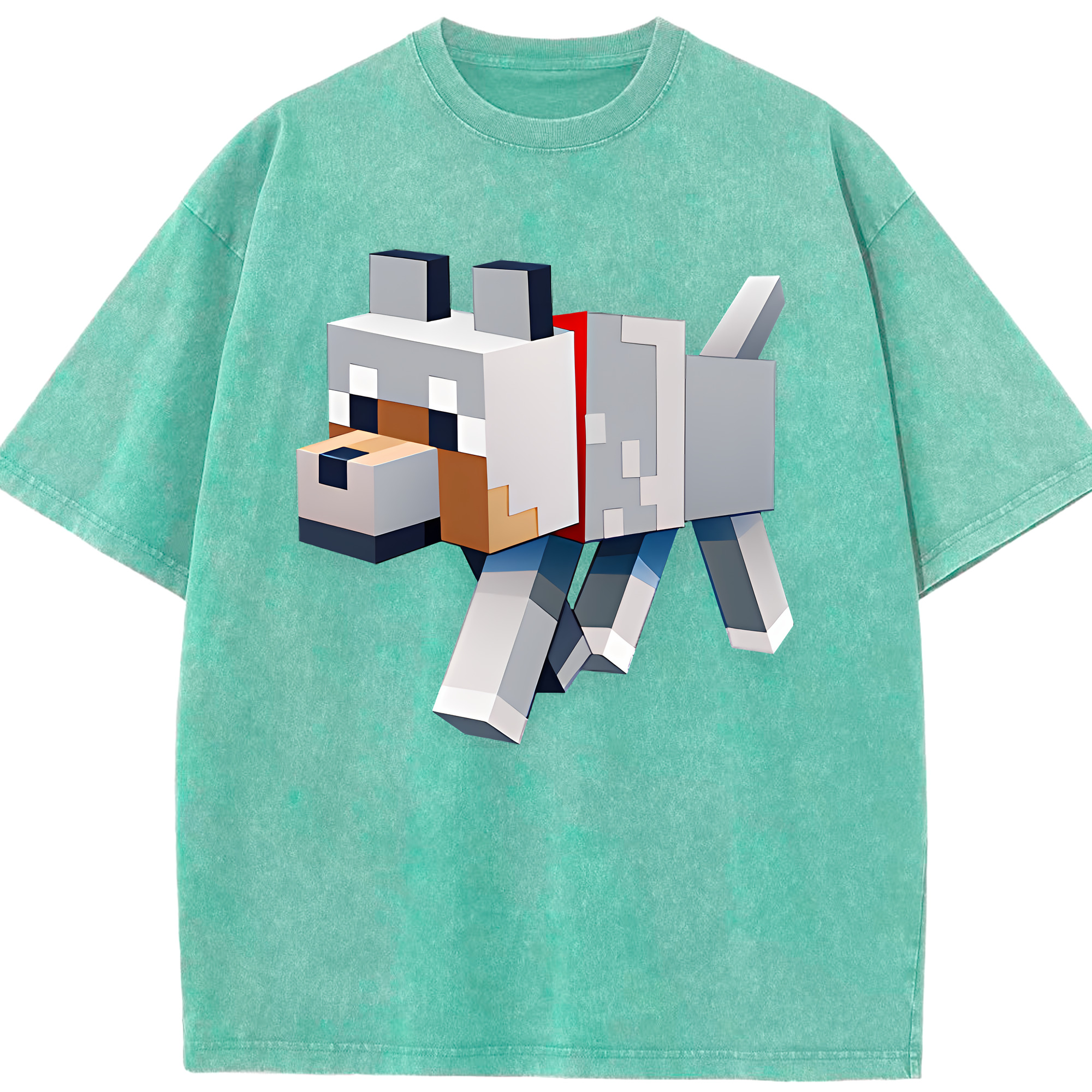 （画像用） マインクラフト ブロックの世界 Minecraft MC Block world 綿100% ヴィンテージ風 半袖Tシャツ（フロントプリント）